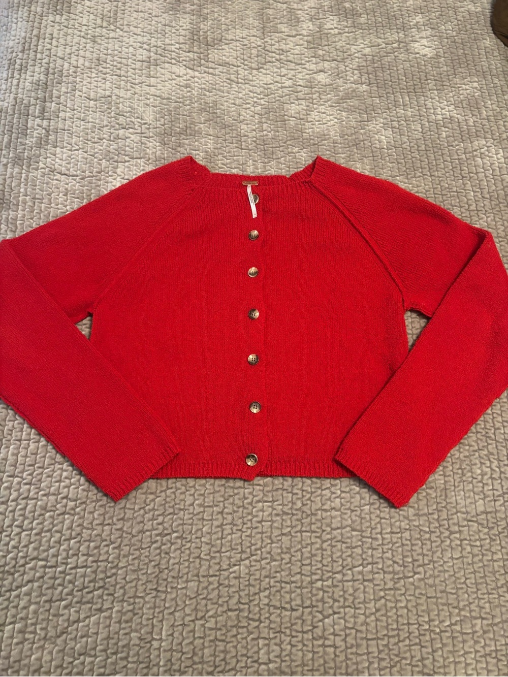 Free People Red Cardigan Sweater